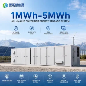 Outdoor 1MWh-5MWh BESS Container LiFePO4 Solar Wind Energy Storage Liquid Cooling IP65 C5 EMS Hybrid Grid On-Grid 1000kW