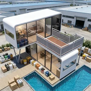 Outdoor Prefabricated 20ft 40ft Modular Steel European Luxury Waterproof Eco-Friendly Container House Office Pod