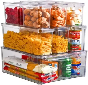 PET Fridge Food Storage Container Set 3/4/5/7/10 pcs Pack BPA Free Clear Organizer Snakes Fresh Organizer Snakes