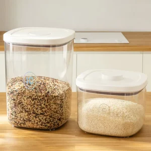 PET Transparent Airtight Cereal Container Push Button Lid Large Capacity Pantry Rice Flour Grain Organizer Bulk Supply