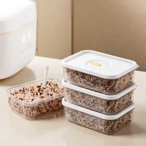 PP Clear Stackable Airtight Food Storage Container Set with Vented Lid Microwave Safe BPA Free Refrigerator Rice Box
