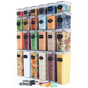 Pantry Organizers 24 Pack Large Airtight Plastic Cereal Container Box Food Storage Containers Sets for Sugar Flour Dry Food