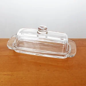 Plain Clear Glass Butter Dish Rectangular Covered Butter Keeper with Lid Refrigerator Cheese Storage Tray for Kitchen Use