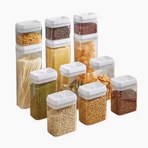 Plastic Airtight Kitchen Pantry Organization Stackable Dry Bulk Food Storage Cereal Nut Container Grain Beans Box With Lid