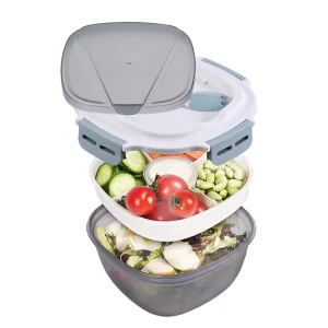 Plastic BPA Free School Lunch Box with Lid Fork Compartment Tray for Children & Newborn Airtight Dishwasher Safe 1.2L Capacity