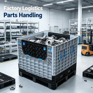Plastic Collapsible Bulk Containers Heavy Duty Pallet Box Mega Bins