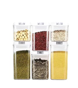 Plastic Grain Container Lock Lid Kitchen Food Storage Box Sealed Food Storage Container Set 6 Pieces BPA free