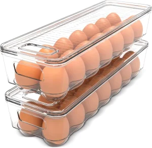Plastic Material Home Egg Container With Lid and Handle for Refrigerator Organization Egg Holder for Kitchen