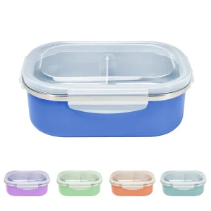 Plastic PP BPA Free 2 Compartments Leak Proof Reusable Portable Stackable Food Container Bento School Tiffin Lunch Box Kitchen