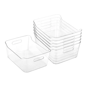 Plastic Storage Bins X-Large Large Pantry Organizer Clear Storage Containers Organizer Multi-Use Bins for Home Kitchen Cabinet