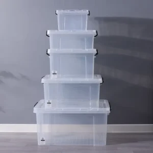Plastic Storage Container Modern Multifunction Organization Box Transparent Grey Pink Blue Box