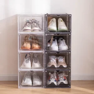 Plastic Thickened Rectangle Stackable Storage Organizer Shoe Box for Home Using