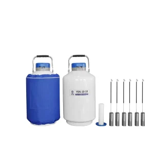 Portable 10 L 50 mm Mouth Aluminum Alloy Dewar Vacuum Liquid Nitrogen Container with 6 Canisters