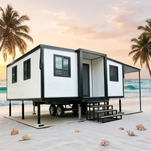 Portable 20FT Expand Fold Container House Customized Prefab Mobile Beach Vacation Tiny Home Fold Out Holiday Cabin