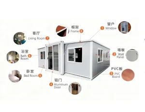 Portable 20ft 40ft Solar-Powered Modular Prefab Foldable Mobile Container House Expandable 40 Foot Container Home Office