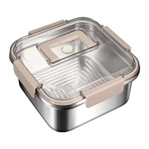 Portable 304 Food Grade Stainless Steel Lunch Box Cute Plastic Fresh-Keeping Kitchen Storage for Outdoor Picnic Refrigerator