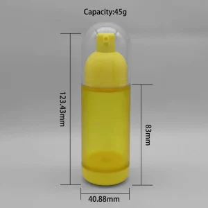 Portable 45ml Airless Pump Cream Lotion Container Bottle OEM Printing Reusable Skincare Serum Packaging for Shampoo