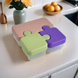 Portable Baby Snacks Storage Puzzle Lunch Box Children’s Fruit Supplementary Food Container with Plastic Lid