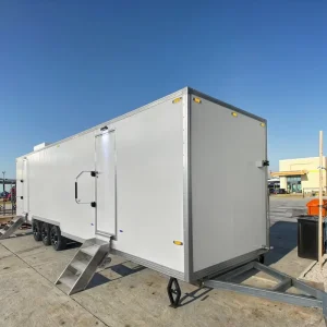 Portable Construction Site Mobile Movable Toilet Trailer Container Material for Outdoor Shop Use Includes House Shower Toilet