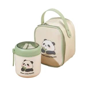 Portable Cute Kids’ Lunch Box With 304 Stainless Steel Food Jar Vacuum Soup Container Insulated Bag With Plastic Spoon