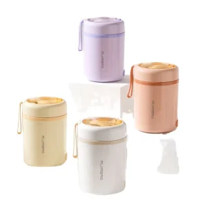 Portable Electric USB Heated 304 Stainless Steel Thermal Food Container Jar Round Lunch Box Soup Cups Flask for Car Office