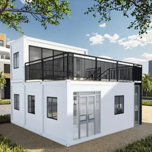 Portable Large 20 40 Ft Prefab Flat Pack Two-Story Modern Sandwich Panel Living Container House Low Cost Villa Hotel Mall