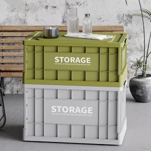 Portable Large Capacity Foldable Storage Container With Handle Stackable Travel Storage Box