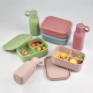 Portable Leakproof Silicone Bento Lunch Box Set Water Bottle and Take Away Food Container