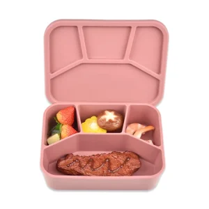 Portable Leakproof Silicone Bento Lunch Box With 4 Compartment for Office Adult Meal Prep Container