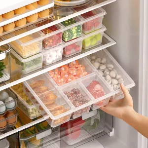 Portable Plastic Freezer Storage Fridge Containers with Airtight Lids Long Term Food Storage Containers