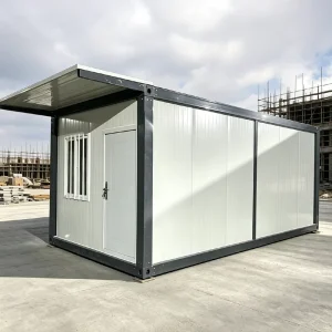 Portable Prefab Home Modular Tiny House White Frame Light Gray Wall Garden Cabin Granny Flat Site Dormitory