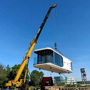 Portable Tiny Capsule Home with Steel Frame for Outdoor Living, Mobile House or Rental Cabin Use