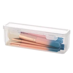 Portable Transparent Waterproof Plastic Makeup Brush Organizer with Lid Cosmetic Storage Container