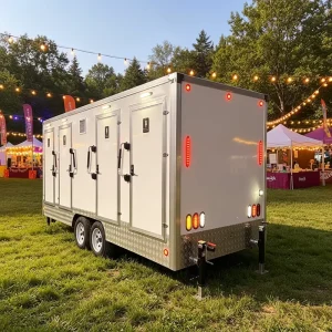 Portable Wedding Restroom Trailer 4 Stall Design Outdoor Application Container Material