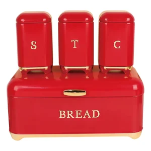 Powder Coated Iron Modern Bread Bin Set with Easy Clean for Kitchen Storage Containers Portable Reusable Food Organizer