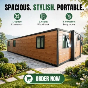 Prefab Cabin 40ft Double Wing Expandable Container House Luxury Modular Home with SAA Electrical