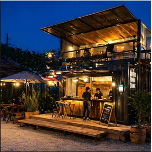 Prefab Container Restaurant Weather-Resistant Corrosion-Proof with Outdoor Patio