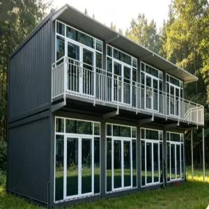 Prefab Contemporary Container House with Breathable Design and 3D Model Solution for Office/Shop Use