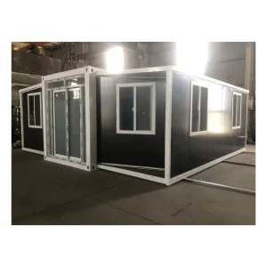 Prefab Expandable Steel Container Home with Double Wings Folding Design 2 Bedrooms Bathroom Outdoor Use