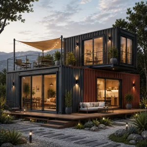 Prefab Office Building Shop Apartment Flat Pack Container Farmhouse Design Modular Villa Kitchen Bathroom 2 Living Room