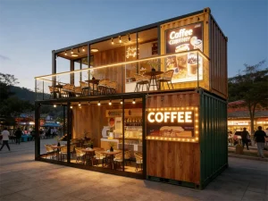 Prefab Ready Made 20 ft 40FT Container Coffee Shops Pop up Mobile Container Cafe Bar Houses Mini Mobile Container Coffee