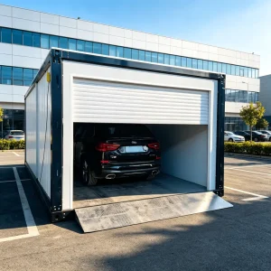 Prefab Steel Container Garage with Rolling Shutter Door 20ft Portable Storage Shed Metal Workshop Carport Factory Outlet