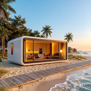 Prefab Steel Space Capsule Cabin Hotel Portable Container Home Sleep Pod Outdoor Mobile Tiny House 20ft 40ft Modern Living Room