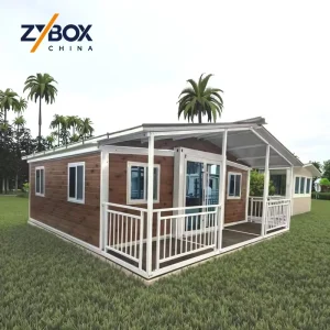 Prefab Villa Eps Modular House 20ft 40ft Luxury Expandable Container House Gable Roof Porch Fence Office Building Apartment