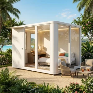 Prefabricated Aluminum Pod Villa Modular Design for Coastal Residences Resorts Holiday Cabin