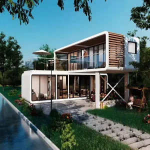 Two Story Prefabricated Steel Frame Office Cottage for Villas Houses Shops and Toilets Use Container House Product Type