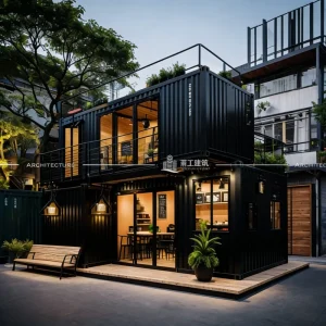 Prefabricated Customized Steel Two Floor Shipping Container Home Hurricane Resistant Prefab House Container Home 40Ft 20FT