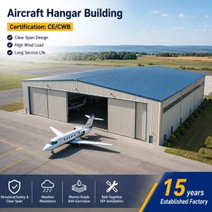 Prefabricated Steel Frame Plane Hangar Storage Shed Hurricane Proof Building Kits Supply