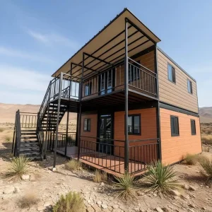 Prefabricated Two Storey Container Granny Flat Home Bar Fire Rating Grade 10-Grade Wind-Resistant Breathable Farmhouse Design