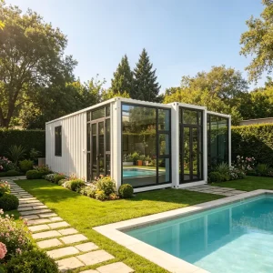 Prefabricated Villa 20Ft 40Ft Modular Expandable Container House with Glass French Windows for Vacation Resort